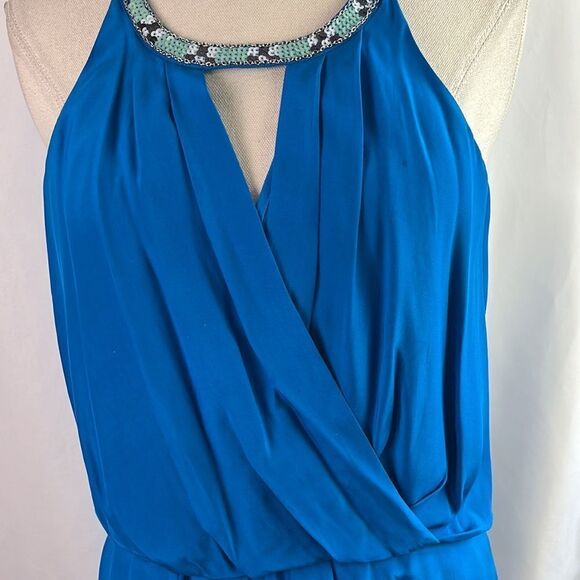 Madison Marcus Cobalt Silk Beaded Neck Wrap Front MIDI - Picture 7 of 8